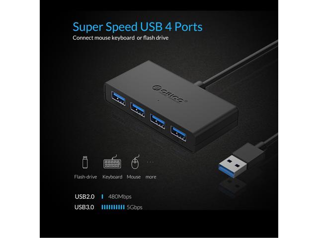 ORICO 4-Port Hub Mobile Hard Disk Mac OS and Linux Wireless Devices Support Windows USB3.0 * 1 USB2.0 * 3 Hub with 5V 2A Type C Power Supply Port for U Disk