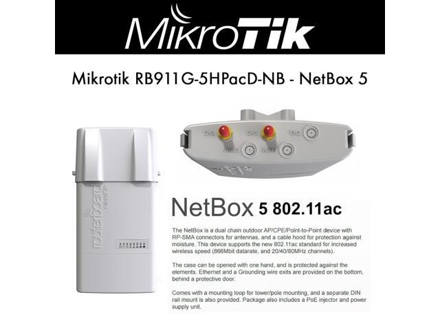 Mikrotik NetBox 5 RB911G-5HPacD-NB 802.11ac 5Ghz Access Point support for up to 540Mbits, waterproof enclosure, high output