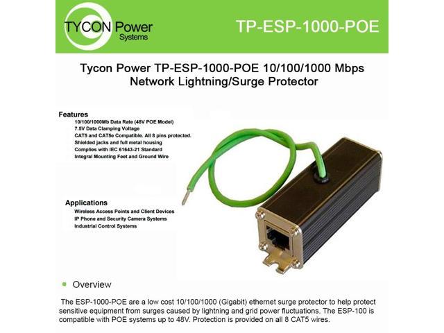 Tycon Power TP-ESP-1000-POE Lightning/Surge Protector Gigabit Ethernet POE