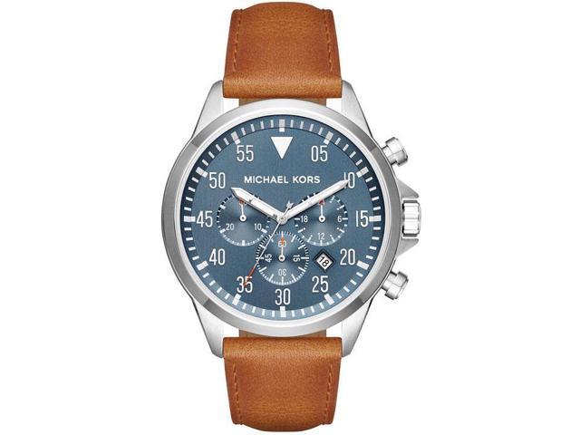 mens michael kors watch leather strap