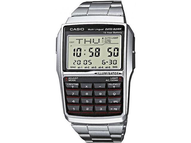 Casio Silver Digital Watch W Databank Calculator Alarm Light