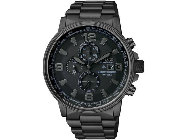 Citizen CA0295-58E Black Stainless Steel NightHawk Eco-Drive Chronograph Black Dial