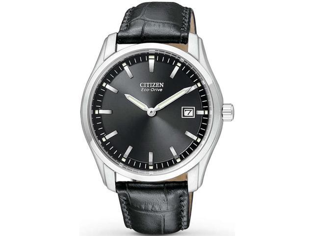 Citizen Eco Drive Black Dial Black Leather Mens Watch AU1040-08E