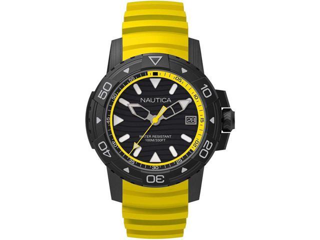 Men's Nautica Edgewater Yellow Silicone Band 45mm Watch NAPEGT004 