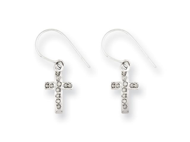 Diamond Fascination 14k White Gold Diamond Fascination Cross Earrings