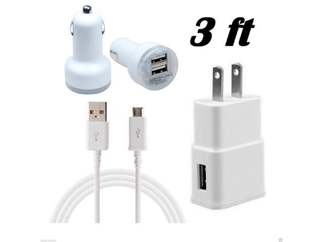 Micro Usb Data Sync Cable Home Wall Plug Adapter 2 1a Dual Port Micro Usb Data Sync Cable Home Wall Plug Adapter 2 1a Dual Port Car Charger 3ft