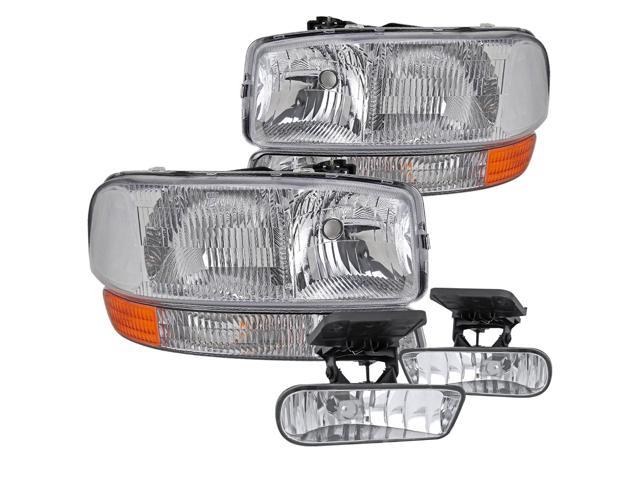 Fits 1999-2002 Sierra 2000-2006 Yukon Clear Headlights+Bumper Parking+Fog Lamps