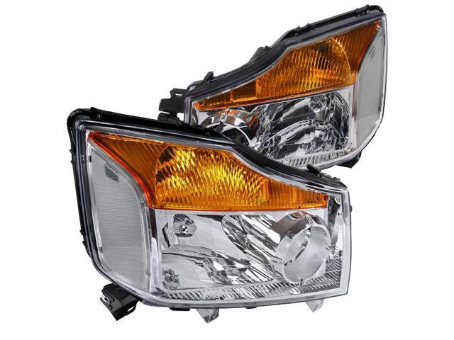 For 2004-2015 Nissan Titan 2004-2007 Armada Black Clear Headlights Lamps Pair