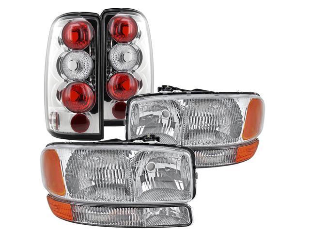 spec d tuning for 1999 2002 gmc sierra chrome clear headlights bumper lights clear tail lights left right 1999 2000 2001 2002 newegg com