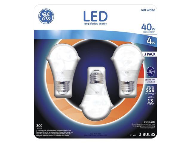 Ge 4 Watt Led Soft White A15 Ceiling Fan Light Bulb 3 Count Ge 4 Watt Led Soft White A15 Ceiling Fan Light Bulb 3 Count