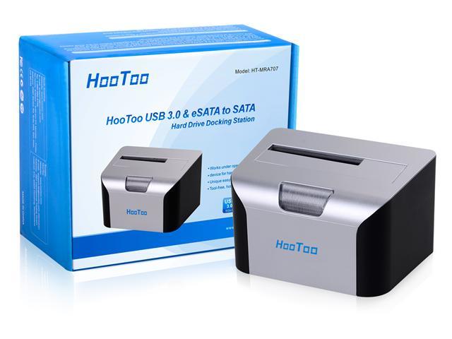 HooToo® HT-MRA707 SuperSpeed USB 3.0 & eSATA to SATA I/II Hard Drive Docking Station for 2.5'' or 3.5'' HDD / SSD (ASM1051 + ASM1453 Chipset, 12V/2A Power Adapter, 3.3ft USB 3.0 Cable & eSATA Cables)