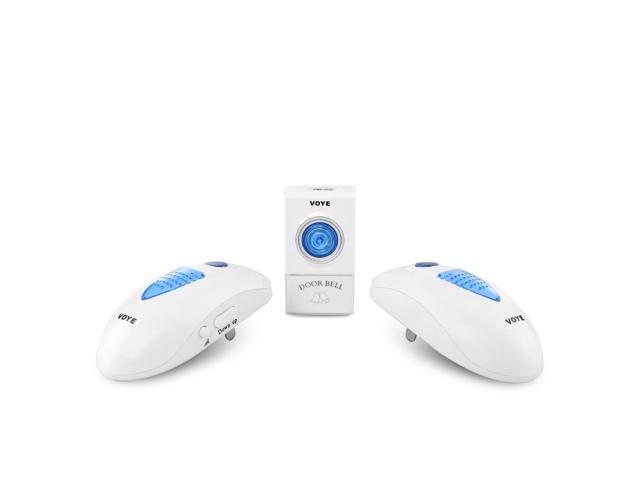 Plug-in LED Wireless Doorbell Chime Home Remote Control with 2 Digital Receivers