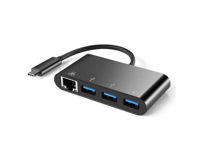 USB Type C Hub Ethernet Adapter USB-C to 3 Type A Port RJ45 Gigabit Network LAN