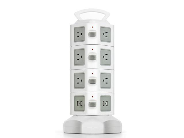 14 Outlets 4 USB Charging Ports Vertical Power Strip Surge Protector Hot from US 