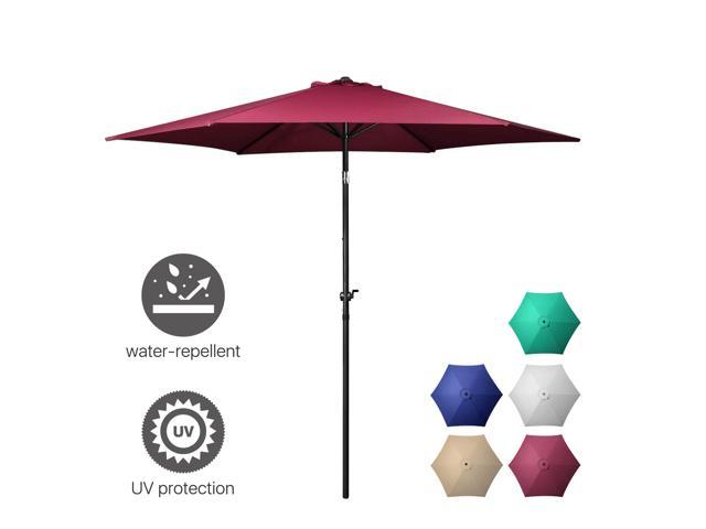 Patio Umbrella 9 Feet Portable Aluminum Outdoor Table Desk Umbrella Furniture With Hexagon Shape Polyester Cover 6 Steel Ribs Wind Vent For Market Beach Garden Backyard Pool Sunshine Red Newegg Com