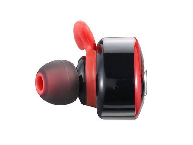 red wireless earphones