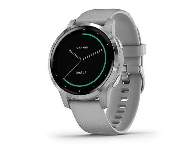 Garmin Vívoactive 4S, Smaller-Sized GPS Smartwatch, Features Music, Body Energy Monitoring, Animated Workouts, Pulse Ox Sensors and More, Silver with Gray Band