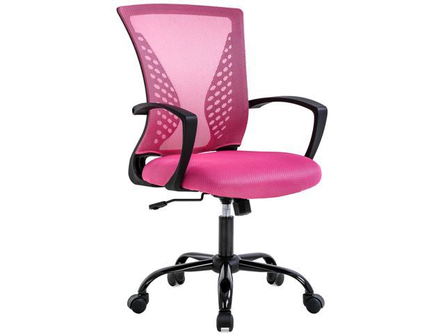 Office Chair Desk Chair Computer Chair With Lumbar Support Armrest Mid Back Rolling Swivel Task Adjustable Mesh Ergonomic Chair For Women Adults Pink Newegg Com