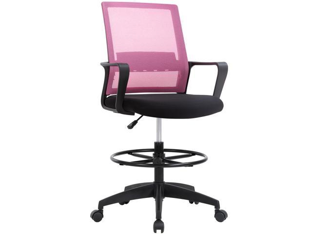 Green Height Adjuatable Drafting Chair Tall Office Chair for Standing Desk High Work Chair Armless Mesh Swivel Computer Office Stool Chair with Foot Ring 