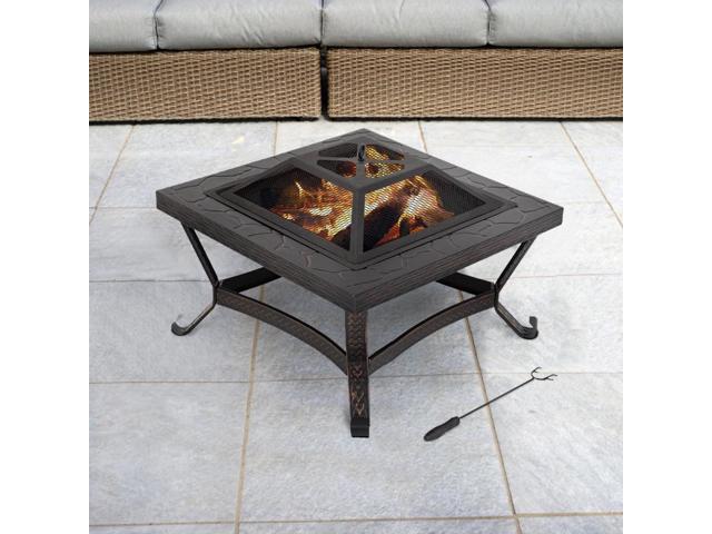 Outdoor Fire Pit Square Firepit Metal Fire Bowl Fireplace Backyard