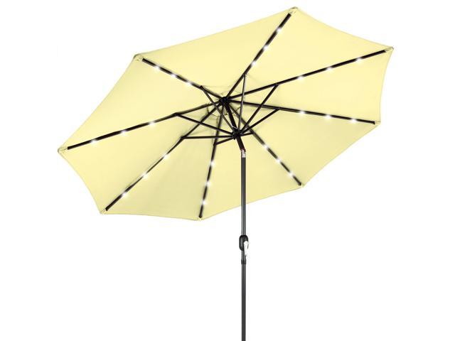 Best Choice Products 10ft Solar Led Lighted Patio Umbrella W Tilt Adjustment Fade Resistant Fabric Lime Yellow Newegg Com