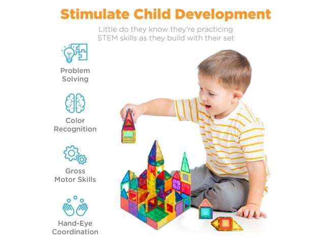 best choice products kids magnetic building block tiles toy set w