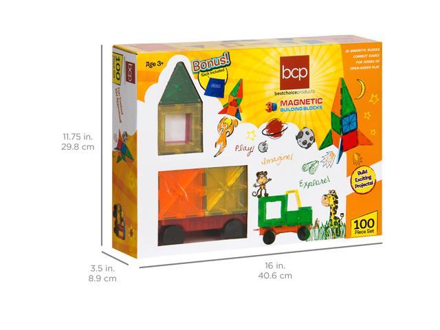 best choice products kids magnetic building block tiles toy set w