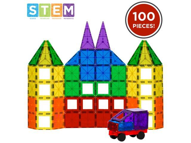 best choice products kids magnetic building block tiles toy set w