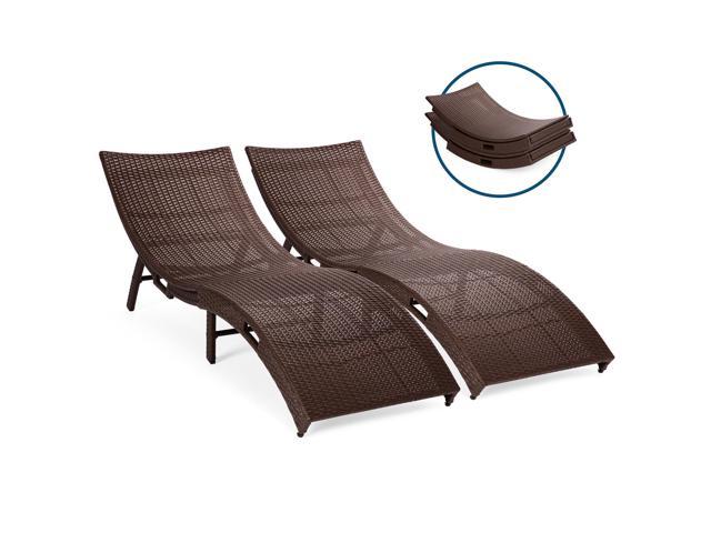Best Choice Products Set Of 2 Patio All Weather Folding Wicker