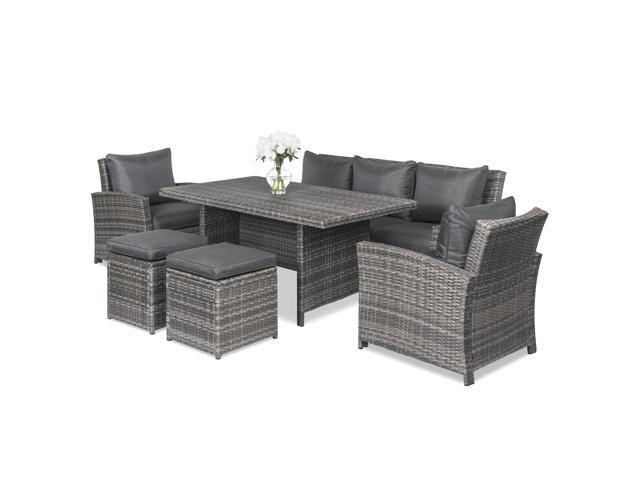 Best Choice Products 6 Piece Modular Patio Wicker Dining Sofa Set