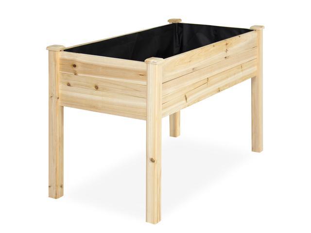 Best Choice Products 46x22x30in Raised Wood Planter Garden 