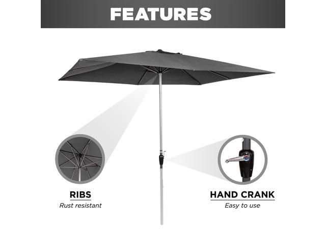 Best Choice Products 8x11ft Rectangular Patio Umbrella W Crank Fade Resistant 210g Polyester Fabric Gray Newegg Com