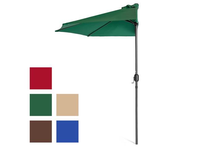 Best Choice Products 9ft Steel Half Patio Umbrella W Crank Mechanism Green Newegg Com