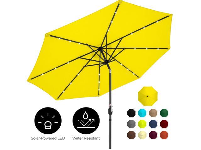 Best Choice Products 10ft Solar Led Lighted Patio Umbrella W Tilt Adjustment Fade Resistant Fabric Yellow Newegg Com