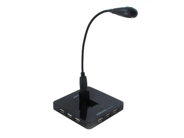 SEDNA - Desktop 10 Port USB 2.0 Hub with bundled LED LAMP ( 5V4A AC/DC adapter 0 - Black