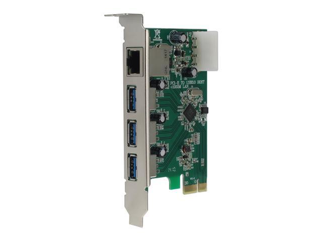 SEDNA - PCIE USB 3.0 3 Port Adapter Card with 10/100/1000 Mbps Ethernet Port
