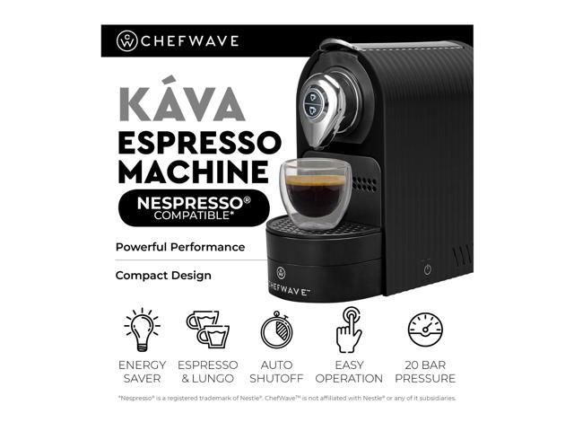 Cups Details about   ChefWave Espresso Machine for Nespresso Compatible Capsule Black Holder 