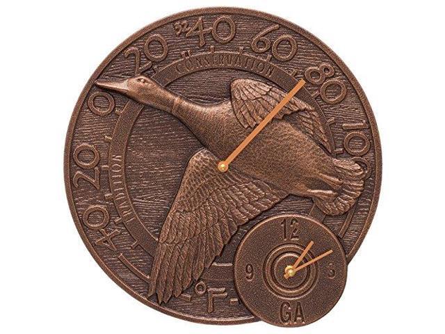 Mallard Duck 14 Indoor Outdoor Wall Clock Thermometer Antique Copper Clocks Aluminum By Whitehall Products Newegg Com