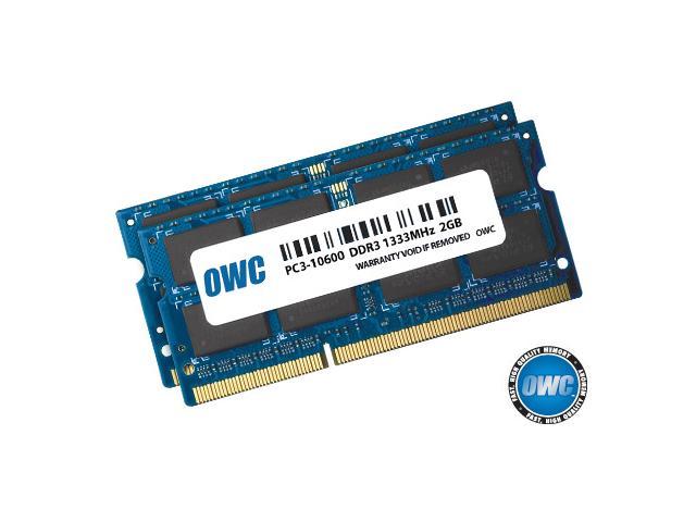 OWC 4GB ( 2x2GB ) PC3-10600 DDR3 1333MHz SODIMM 204 Pin Memory Upgrade Kit For early 2011 MacBook Pro models and Mid 2010 21.5" & 27" iMac Models, Mid 2011 Mac mini models Model OWC1333DDR3S04S