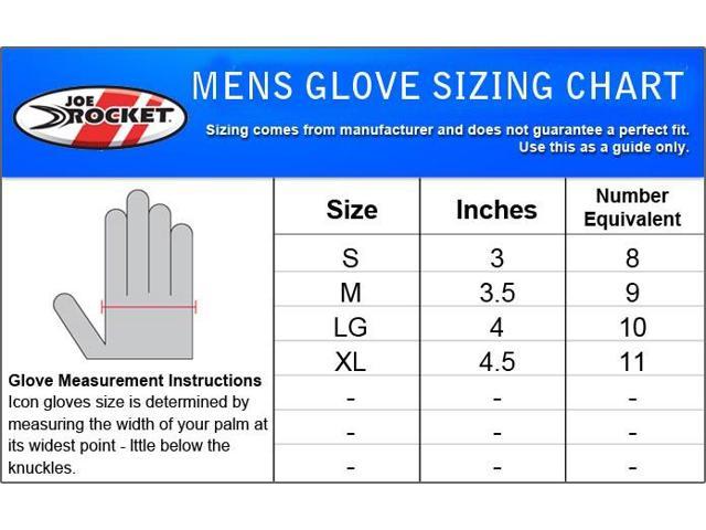 Joe Rocket Gloves Size Chart