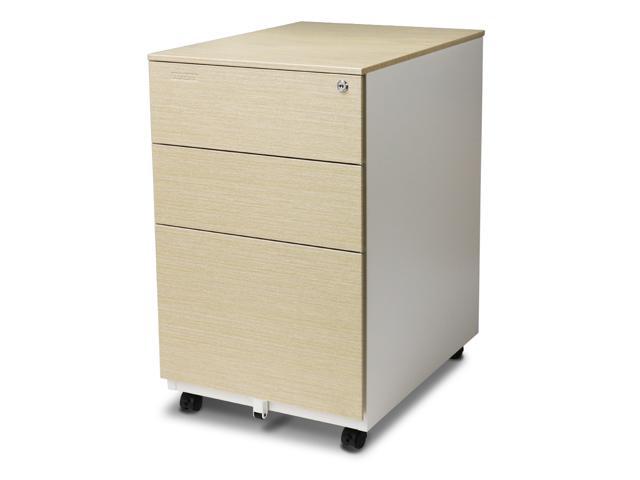 Aurora Fc 103lw Modern Soho Design 3 Drawer Metal Mobile File Cabinet With Lock Key Fully Assembled White Light Wenge Newegg Com