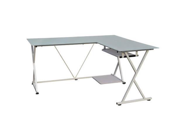 Homegear Glass L Shaped Corner Computer Work Desk White Newegg Com