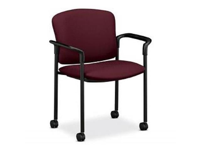 HON 4070 Series Mobile Guest Chair Acrylic Wine, Polyester Seat - Upholstery Back - Steel Black Frame