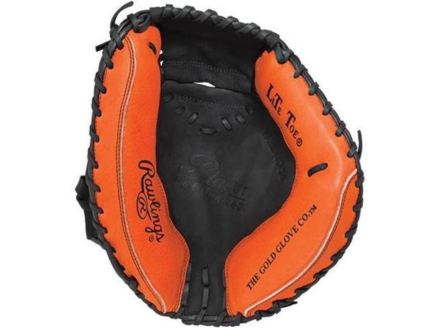 catchers mitt with orange