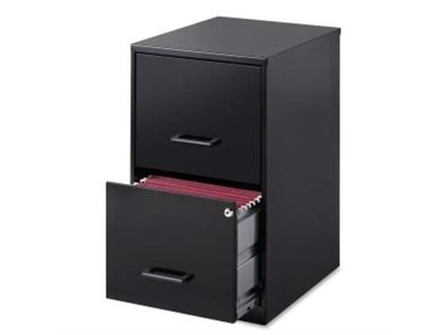 Lorell Steel File Cabinet 2-Drawer 14-1/4"x18"x24-1/2" Black 14341