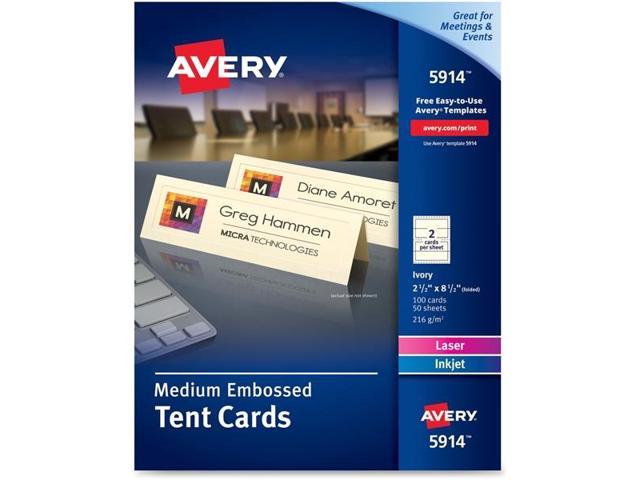 Avery 5914 Medium Embossed Tent Cards, Ivory, 2 1/2 X 8 1/2, 2 Cards ...