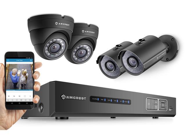 Amcrest 720P Tribrid HDCVI 4CH 1TB DVR Security Camera System w/ 2 x 1MP Bullet Cameras & 2 x 1MP Dome Cameras (Black)