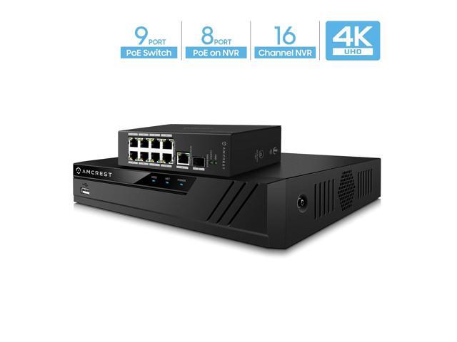 Power Over Ethernet POE Switch with Metal Housing 802.3at 96w 8-Ports POE AMPS9E8P-AT-96 Amcrest 9-Port POE