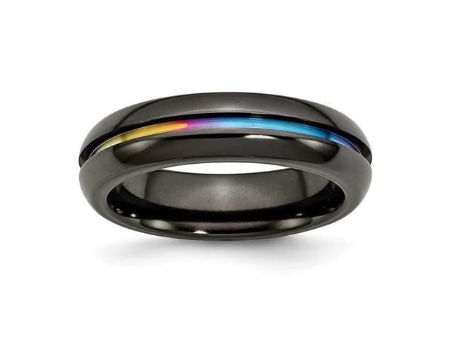 Titanium Black Multi-colored Annodized 6mm Polished Band Best Quality Free Gift Box