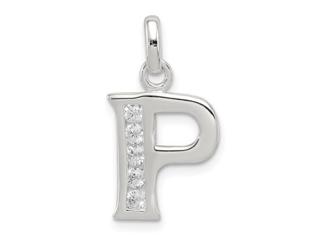 Sterling Silver White CZ Initial A Pendant